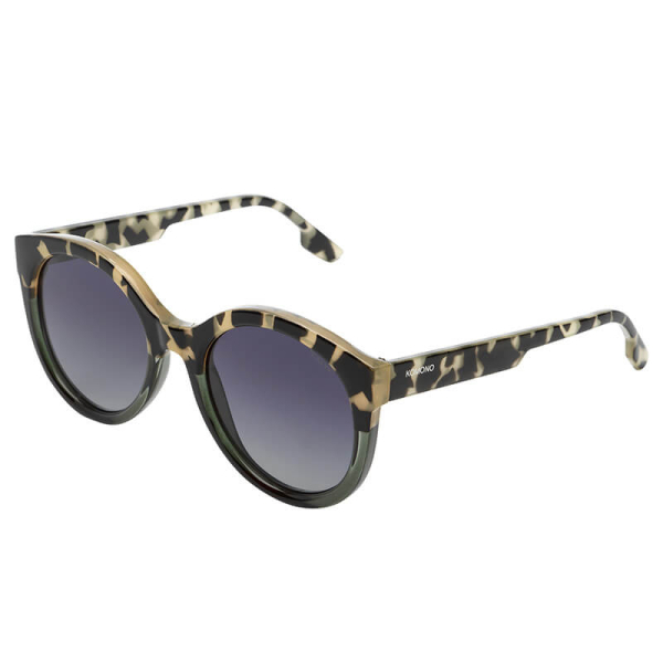 Komono Sonnenbrille Ellis emerald bobcat Rahmen, rauchgrau verlaufende Gläser, cat-Eye, Seitenansicht